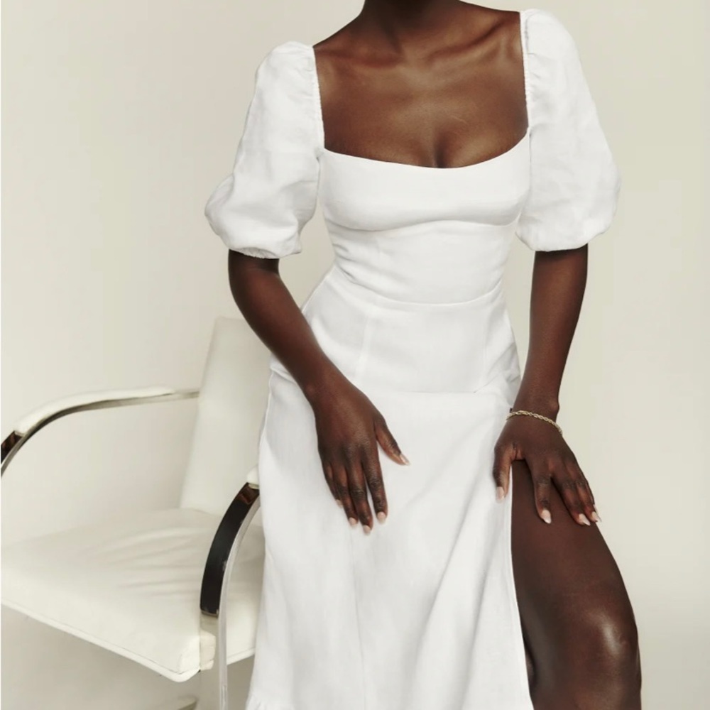 Reformation White Belgium Linen Dress